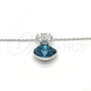 Rhodium Plated Pendant Necklace, Flower Design, with Indicolite Swarovski Crystals and White Micro Pave, Polished, Rhodium Finish, 04.239.0020.1.16