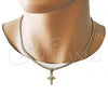 Oro Laminado Necklace and Bracelet, Gold Filled Style Crucifix Design, Polished, Golden Finish, 06.63.0261