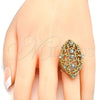 Oro Laminado Multi Stone Ring, Gold Filled Style with White Crystal, Polished, Golden Finish, 01.118.0021.08 (Size 8)