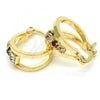 Oro Laminado Small Hoop, Gold Filled Style with Garnet and White Crystal, Polished, Golden Finish, 02.100.0064.15