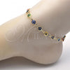Oro Laminado Fancy Anklet, Gold Filled Style Evil Eye Design, Multicolor Resin Finish, Golden Finish, 5.039.005.3.10