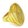 Oro Laminado Multi Stone Ring, Gold Filled Style with White Crystal, Polished, Golden Finish, 01.118.0027.07 (Size 7)