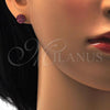Stainless Steel Stud Earring, with Rhodolite Crystal, Polished, Golden Finish, 02.271.0007.3