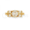 Oro Laminado Elegant Ring, Gold Filled Style with White Cubic Zirconia, Polished, Golden Finish, 5.166.008.06 (Size 6)