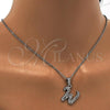 Stainless Steel Pendant Necklace, Initials and Rolo Design, with White Crystal, Polished, Steel Finish, 04.238.0029.18