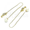 Oro Laminado Threader Earring, Gold Filled Style with White and Black Micro Pave, Polished, Golden Finish, 02.210.0506