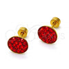 Stainless Steel Stud Earring, with Garnet Crystal, Polished, Golden Finish, 02.271.0007.5