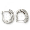 Rhodium Plated Huggie Hoop, with White Cubic Zirconia, Polished, Rhodium Finish, 02.217.0024.1.15