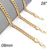 Oro Laminado Basic Necklace, Gold Filled Style Miami Cuban Design, Polished, Golden Finish, 5.223.011.28