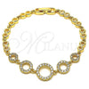 Oro Laminado Fancy Bracelet, Gold Filled Style with White Micro Pave, Polished, Golden Finish, 03.283.0146.07