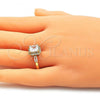 Oro Laminado Multi Stone Ring, Gold Filled Style with White Cubic Zirconia, Polished, Golden Finish, 01.210.0129.06