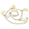 Oro Laminado Charm Anklet , Gold Filled Style Butterfly Design, Polished, Golden Finish, 03.63.2193.10