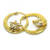 Stainless Steel Small Hoop, Dragon-Fly Design, with White Cubic Zirconia, Polished, Golden Finish, 02.244.0015.25