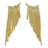 Oro Laminado Long Earring, Gold Filled Style with White Crystal and White Cubic Zirconia, Polished, Golden Finish, 02.268.0107