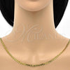 Oro Laminado Basic Necklace, Gold Filled Style Curb Design, Polished, Golden Finish, 5.222.006.24