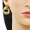 Oro Laminado Stud Earring, Gold Filled Style Hollow Design, Polished, Golden Finish, 02.282.0036