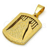 Stainless Steel Religious Pendant, Caridad del Cobre Design, Polished, Golden Finish, 05.116.0042