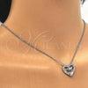 Sterling Silver Pendant Necklace, Heart Design, with White Cubic Zirconia, Polished, Rhodium Finish, 04.336.0026.16