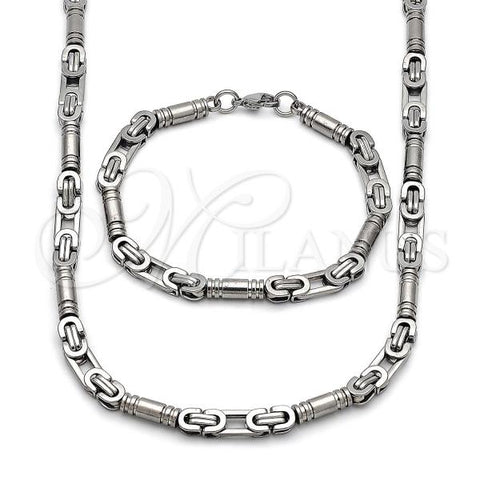 Stainless Steel Necklace and Bracelet, Polished, Steel Finish, 06.363.0062