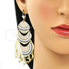 Oro Laminado Chandelier Earring, Gold Filled Style Dolphin Design, Polished, Golden Finish, 02.331.0033
