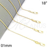 Oro Laminado Basic Necklace, Gold Filled Style Rolo Design, Polished, Golden Finish, 04.65.0180.18