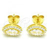 Sterling Silver Stud Earring, with White Cubic Zirconia, Polished, Golden Finish, 02.286.0022.2