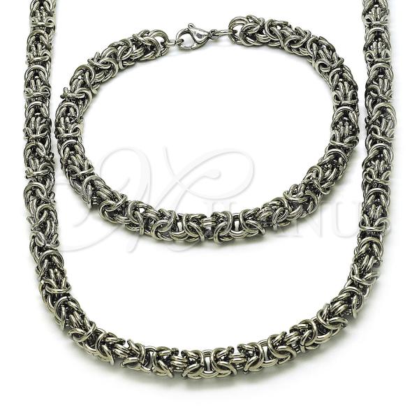 Stainless Steel Necklace and Bracelet, Polished, Steel Finish, 06.116.0063