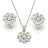Sterling Silver Earring and Pendant Adult Set, with White Cubic Zirconia, Polished, Rhodium Finish, 10.175.0040
