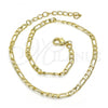 Oro Laminado Basic Anklet, Gold Filled Style Figaro Design, Polished, Golden Finish, 04.213.0110.10