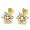 Oro Laminado Stud Earring, Gold Filled Style with White Cubic Zirconia, Polished, Golden Finish, 02.195.0099