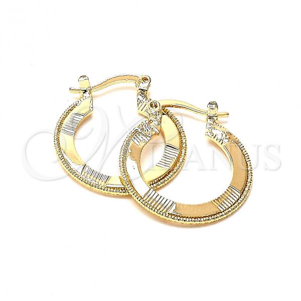 Oro Laminado Small Hoop, Gold Filled Style Diamond Cutting Finish, Golden Finish, 5.147.043