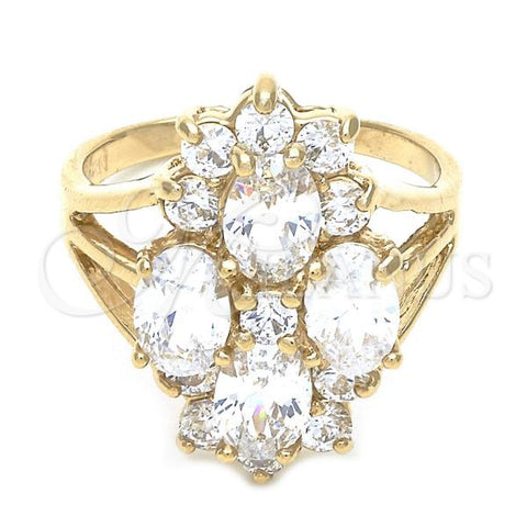 Oro Laminado Multi Stone Ring, Gold Filled Style with White Cubic Zirconia, Polished, Golden Finish, 5.054.011.08 (Size 8)