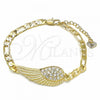 Oro Laminado Fancy Bracelet, Gold Filled Style with White Crystal, Polished, Golden Finish, 03.351.0057.07