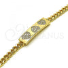 Oro Laminado Fancy Bracelet, Gold Filled Style Heart Design, with White Micro Pave, Polished, Golden Finish, 03.283.0221.08