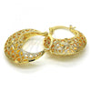Oro Laminado Medium Hoop, Gold Filled Style Flower Design, Polished, Golden Finish, 02.170.0172.30