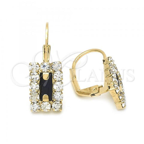 Oro Laminado Leverback Earring, Gold Filled Style with Black and White Cubic Zirconia, Polished, Golden Finish, 5.125.020