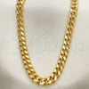 Oro Laminado Basic Necklace, Gold Filled Style Miami Cuban Design, Polished, Golden Finish, 5.223.011.28