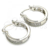 Rhodium Plated Small Hoop, with White Micro Pave, Polished, Rhodium Finish, 02.210.0270.4.20