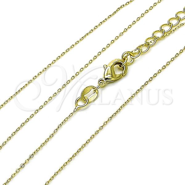 Oro Laminado Basic Necklace, Gold Filled Style Rolo Design, Polished, Golden Finish, 04.213.0336.16