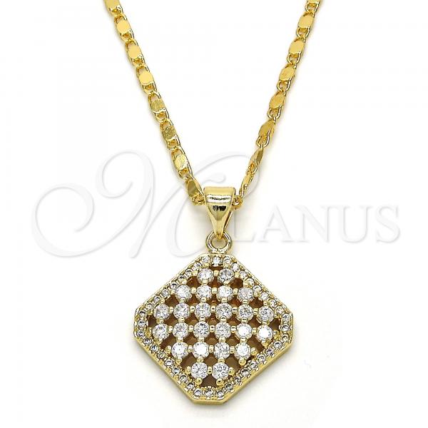 Oro Laminado Pendant Necklace, Gold Filled Style with White Cubic Zirconia, Polished, Golden Finish, 04.94.0008.18