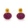 Stainless Steel Stud Earring, with Ruby Crystal, Polished, Golden Finish, 02.271.0007.4