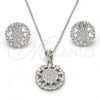 Sterling Silver Earring and Pendant Adult Set, with White Cubic Zirconia, Polished, Rhodium Finish, 10.286.0005