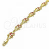Oro Laminado Fancy Bracelet, Gold Filled Style Elephant Design, with Garnet Crystal, Polished, Golden Finish, 03.351.0050.1.07