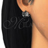 Rhodium Plated Stud Earring, Elephant Design, with Black and White Cubic Zirconia, Polished, Rhodium Finish, 02.210.0159.9