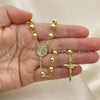 Oro Laminado Medium Rosary, Gold Filled Style San Benito and Crucifix Design, Polished, Golden Finish, 09.213.0013.28