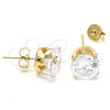 Oro Laminado Stud Earring, Gold Filled Style with White Cubic Zirconia, Polished, Golden Finish, 5.128.021