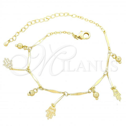 Oro Laminado Charm Bracelet, Gold Filled Style Hand Design, Polished, Golden Finish, 03.105.0036.10