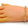 Oro Laminado Basic Bracelet, Gold Filled Style Paperclip Design, Polished, Golden Finish, 04.378.0002.08