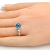 Rhodium Plated Multi Stone Ring, Ball Design, with Aquamarine Swarovski Crystals, Polished, Rhodium Finish, 01.239.0006.3 (One size fits all)