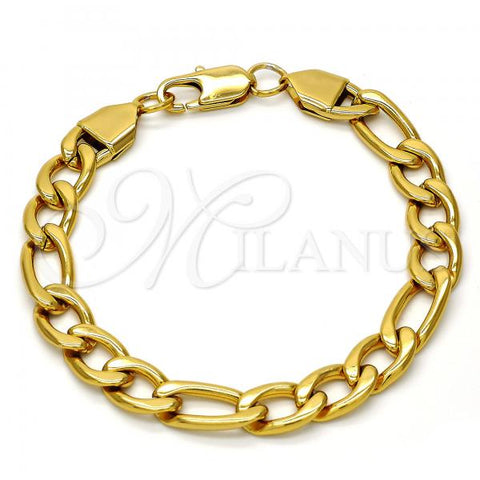 Stainless Steel Basic Bracelet, Figaro Design, Polished, Golden Finish, 03.256.0002.09